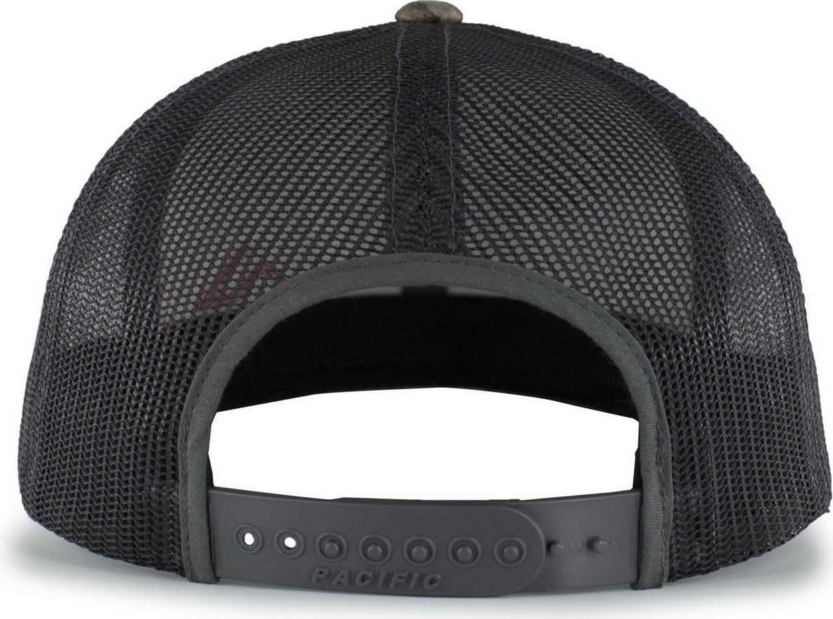 Pacific Headwear 108C Camo Snapback Trucker Cap - Bottomland Light Charcoal | HIT a Double