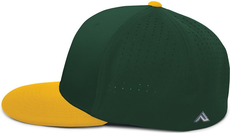 Pacific Headwear ES474 Perforated F3 Performance Flexfit Cap - Dark Green Gold | HIT a Double