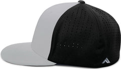 Pacific Headwear ES474 Perforated F3 Performance Flexfit Cap - Silver Black Silver | HIT a Double