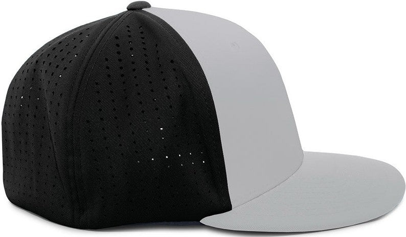 Pacific Headwear ES474 Perforated F3 Performance Flexfit Cap - Silver Black Silver | HIT a Double