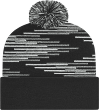Cap America RKB12 USA Made Bar Knit Cap with Cuff Beanie - Black Heather White | HIT a Double