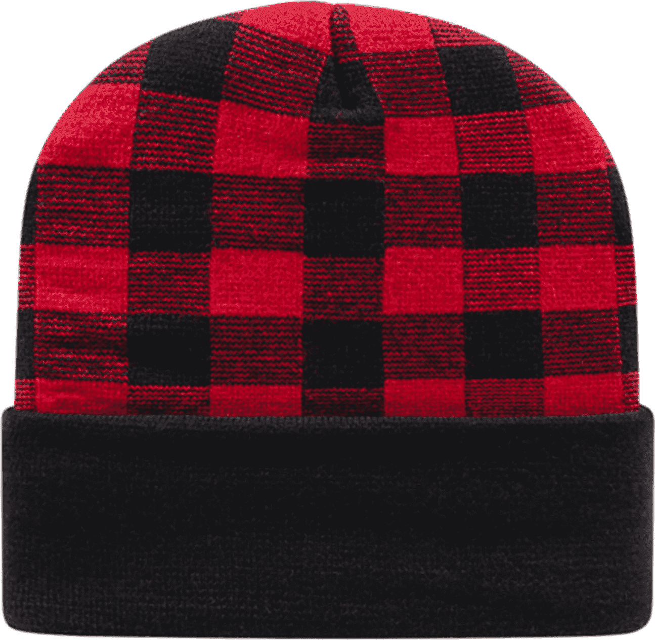 Cap America RKP12 USA Made Plaid Knit Cap with Cuff Beanie   True Red Black   HIT a Double   1