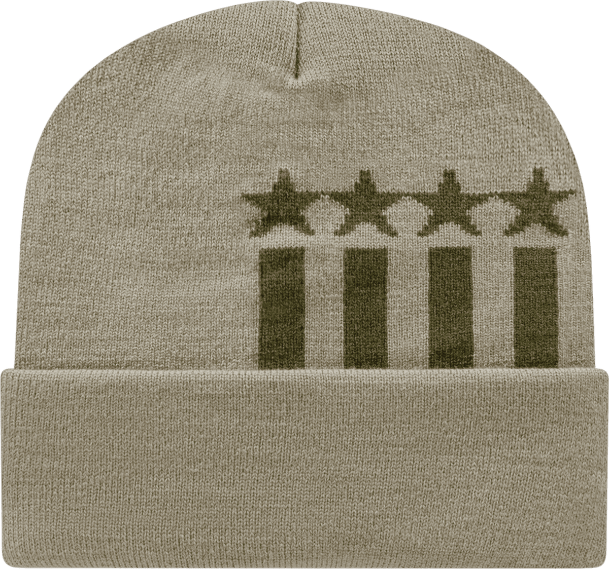 Cap America RKSTAR12 USA Made Stars & Stripes Knit Cap with Cuff Beanie   Khaki Olive   HIT a Double   1