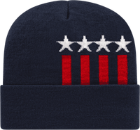Cap America RKSTAR12 USA Made Stars & Stripes Knit Cap with Cuff Beanie   Navy White Red   HIT a Double   1
