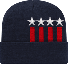 Cap America RKSTAR12 USA Made Stars & Stripes Knit Cap with Cuff Beanie   Navy White Red   HIT a Double   1