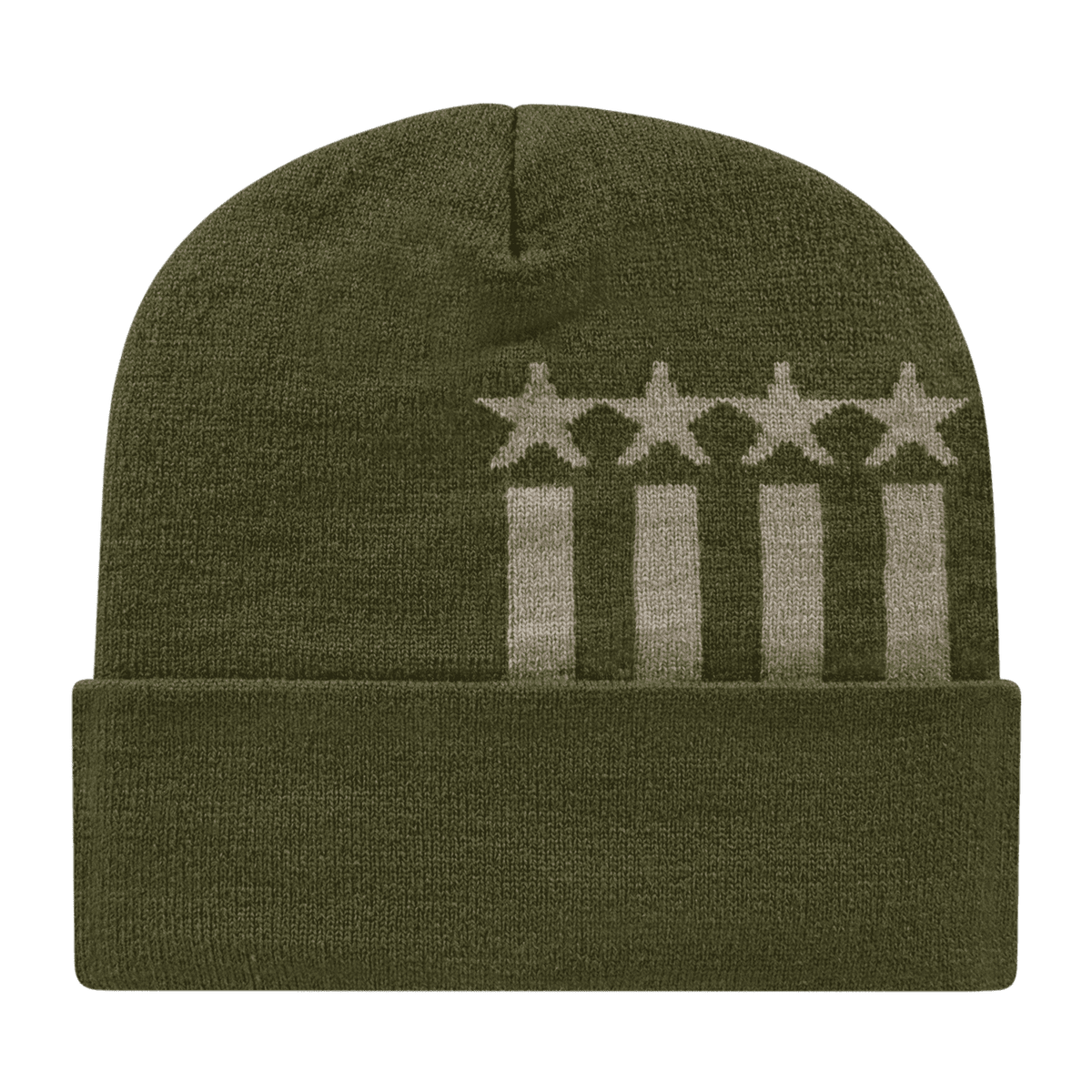 Cap America RKSTAR12 USA Made Stars & Stripes Knit Cap with Cuff Beanie   Olive Khaki   HIT a Double   1