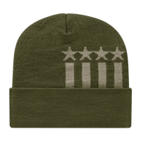 Cap America RKSTAR12 USA Made Stars & Stripes Knit Cap with Cuff Beanie   Olive Khaki   HIT a Double   1