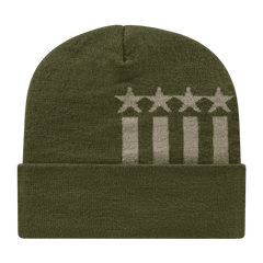 Cap America RKSTAR12 USA Made Stars & Stripes Knit Cap with Cuff Beanie   Olive Khaki   HIT a Double   1