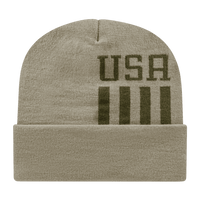 Cap America RKUSA12 USA Made Patriotic Knit Cap with Cuff Beanie   Khaki Olive   HIT a Double   1