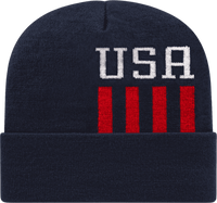Cap America RKUSA12 USA Made Patriotic Knit Cap with Cuff Beanie   Navy White Red   HIT a Double   1