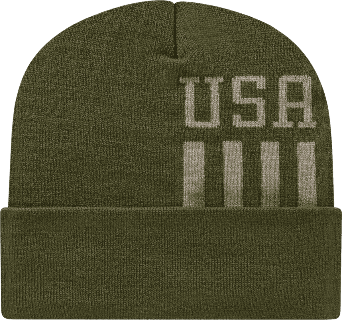 Cap America RKUSA12 USA Made Patriotic Knit Cap with Cuff Beanie   Olive Khaki   HIT a Double   1