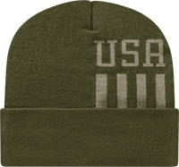 Cap America RKUSA12 USA Made Patriotic Knit Cap with Cuff Beanie   Olive Khaki   HIT a Double   1
