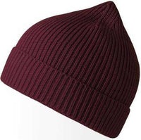 Atlantis Headwear Andy - Sustainable Fine Rib Knit Beanie - Burgundy | HIT a Double