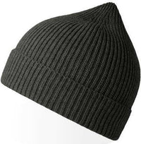 Atlantis Headwear Andy - Sustainable Fine Rib Knit Beanie - Dark Gray | HIT a Double