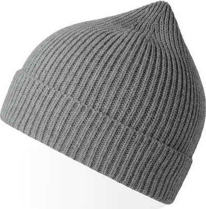 Atlantis Headwear Andy - Sustainable Fine Rib Knit Beanie - Light Gray Melange | HIT a Double