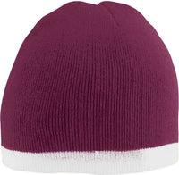 Augusta 6820 Two-Tone Knit Beanie - Maroon White | HIT a Double