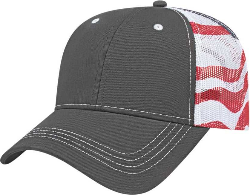 Cap America I2011 Flag Mesh Back Cap   Charcoal White   HIT a Double   1