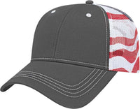Cap America I2011 Flag Mesh Back Cap   Charcoal White   HIT a Double   1