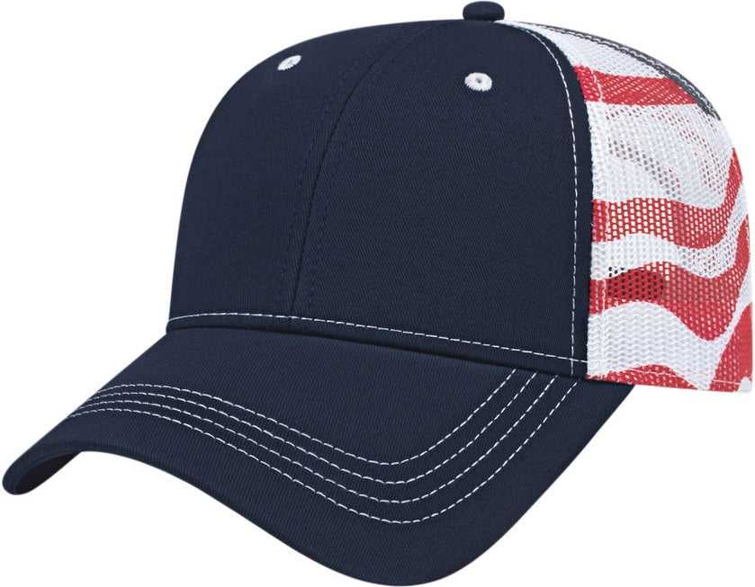 Cap America I2011 Flag Mesh Back Cap   Navy White   HIT a Double   1