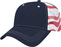 Cap America I2011 Flag Mesh Back Cap   Navy White   HIT a Double   1