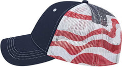 Cap America I2011 Flag Mesh Back Cap - Navy White - HIT a Double - 4