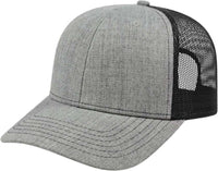 Cap America I3035 Blended Wool Acrylic Modified Flat Bill with Mesh Back Cap - Heather Black | HIT a Double