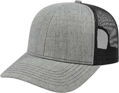 Cap America I3035 Blended Wool Acrylic Modified Flat Bill with Mesh Back Cap - Heather Black | HIT a Double