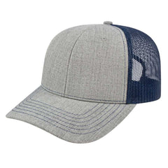 Cap America I3035 Blended Wool Acrylic Modified Flat Bill with Mesh Back Cap - Heather Navy - HIT a Double - 4