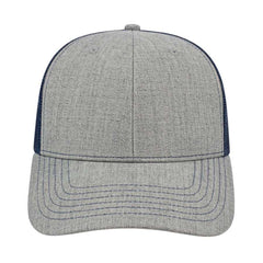 Cap America I3035 Blended Wool Acrylic Modified Flat Bill with Mesh Back Cap - Heather Navy - HIT a Double - 2