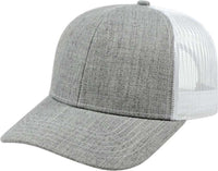Cap America I3035 Blended Wool Acrylic Modified Flat Bill with Mesh Back Cap   Heather White   HIT a Double   1
