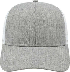 Cap America I3035 Blended Wool Acrylic Modified Flat Bill with Mesh Back Cap - Heather White - HIT a Double - 2
