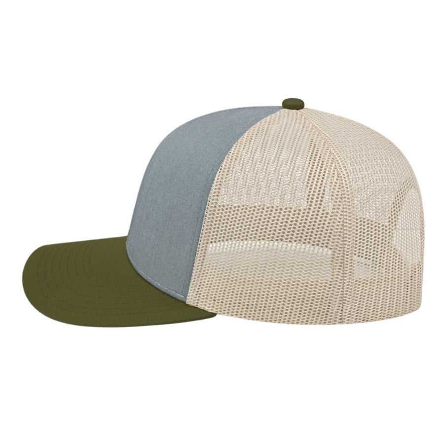 Cap America I3038 Poly/Cotton Mesh Back Cap - Heather Loden Stone - HIT a Double - 4