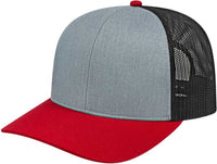Cap America I3038 Poly/Cotton Mesh Back Cap - Heather Red Black | HIT a Double