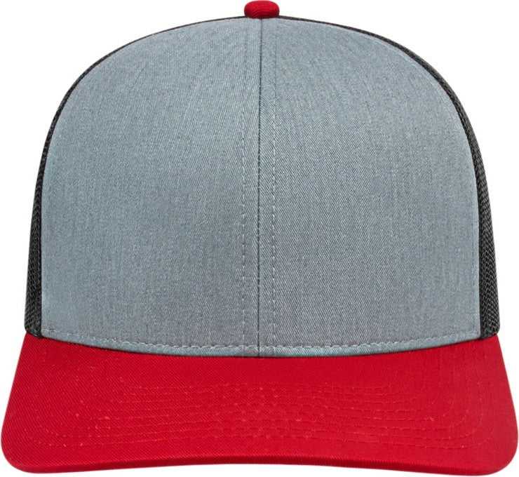 Cap America I3038 Poly/Cotton Mesh Back Cap - Heather Red Black | HIT a Double