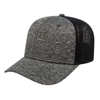 Cap America I7034 One Size Stretch Fit Mesh Back Cap   Heathered Charcoal Black   HIT a Double   1