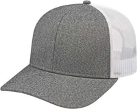 Cap America i8518 Premium M??lange Trucker Mesh Back Cap   Gray White   HIT a Double   1