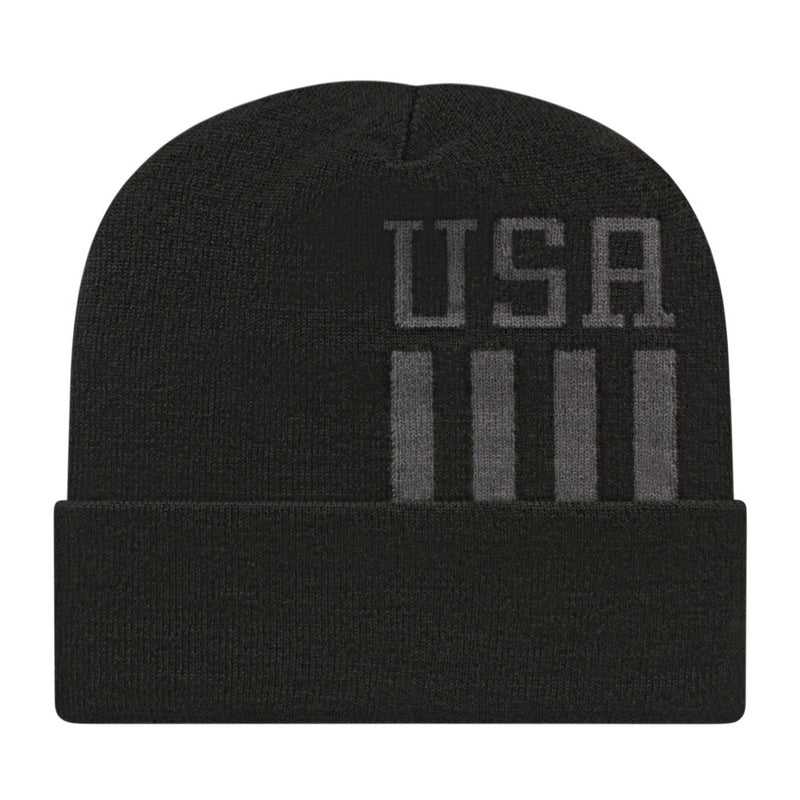Cap America RKUSA12 USA Made Patriotic Knit Cap with Cuff Beanie - Black Iron Gray - HIT a Double - 1