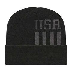 Cap America RKUSA12 USA Made Patriotic Knit Cap with Cuff Beanie - Black Iron Gray - HIT a Double - 1