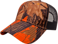 Cap America I2034 Orange Ridge Camo with Black Trucker Mesh Cap - Orange Ridge Black | HIT a Double