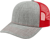 Cap America I3035 Blended Wool Acrylic Modified Flat Bill with Mesh Back Cap - Heather Red | HIT a Double