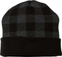 Cap America RKP12 USA Made Plaid Beanie   Black Dark Heather Gray | HIT a Double