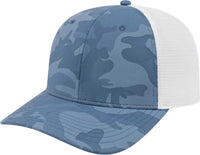 Cap America i2024 Nylon Blend Camo Trucker Mesh Back Cap - Light BlueWhite | HIT a Double