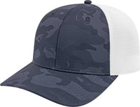 Cap America i2024 Nylon Blend Camo Trucker Mesh Back Cap - Navy White | HIT a Double