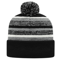 Cap America IK65 Fleece Lined Knit with Cuff Beanie   Heather Black White   HIT a Double   1