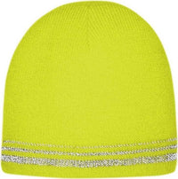CornerStone CS804 Lined Enhanced Visibility with Reflective Stripes Beanie CS804 - Safety Yellow Reflective | HIT a Double