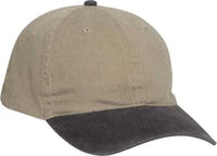 OTTO 10-271 Stretchable Washed Pigment Dyed Cotton Twill Low Profile Pro Style Soft Crown Cap - Black Khaki | HIT a Double
