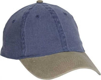 OTTO 10-271 Stretchable Washed Pigment Dyed Cotton Twill Low Profile Pro Style Soft Crown Cap - Khaki Navy | HIT a Double
