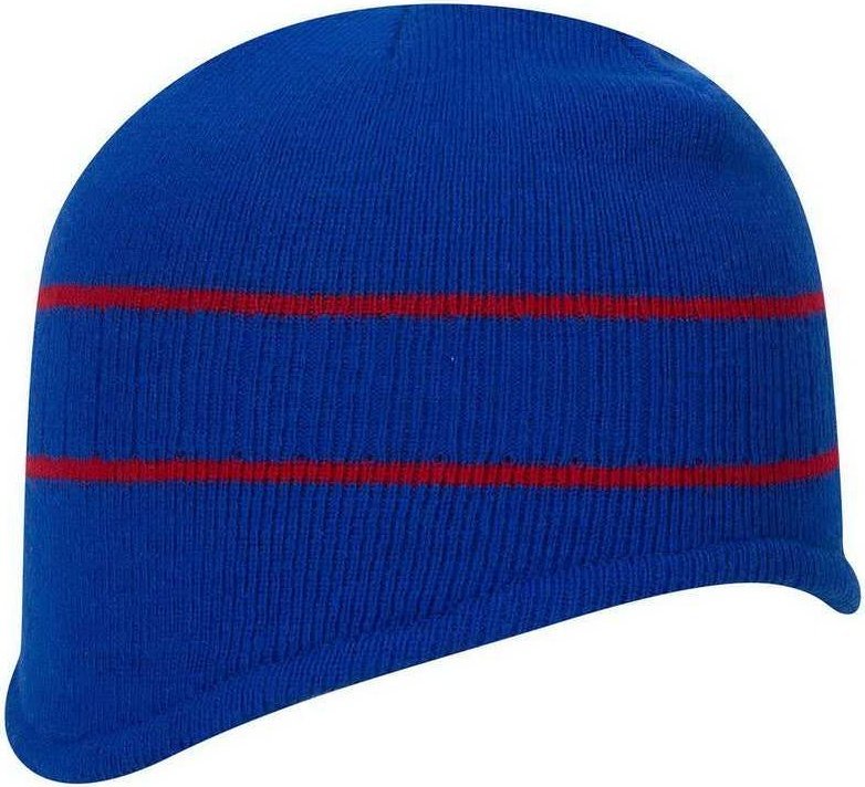OTTO 100-630 100% Acrylic Knit Beanie with Stripes - Royal Red | HIT a Double