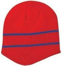 OTTO 100-630 100% Acrylic Knit Beanie with Stripes - Red Royal | HIT a Double