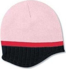 OTTO 100-632 Acrylic Knit Beanie with Trim and Fleece Lining - Soft Pink Black Heather Pnk | HIT a Double
